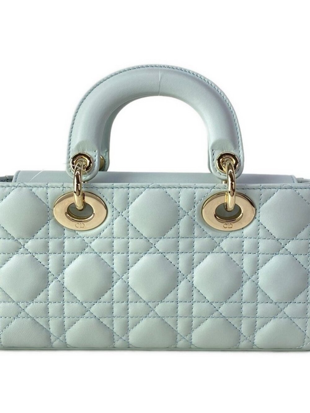 ★SOLD★ Dior Handbag Lady D-joy Bag Small Light Blue Gold Lambskin - Picture 3 of 15